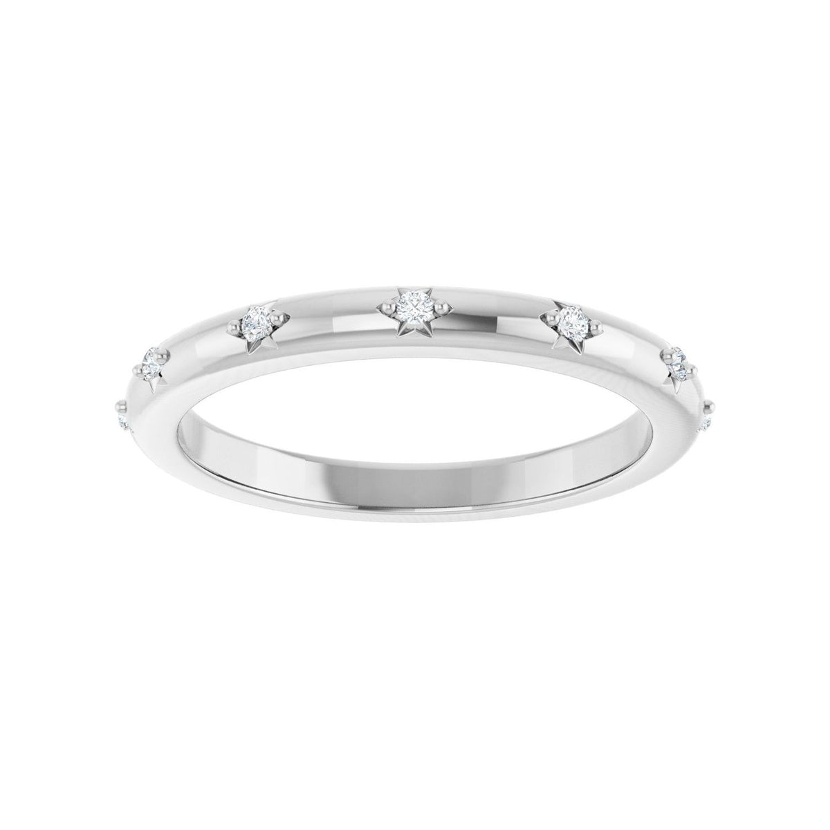 Sapphire Row Natural Diamond Celestial Eternity Band - 14K White Gold, 1.1 mm, 5 (view 3)