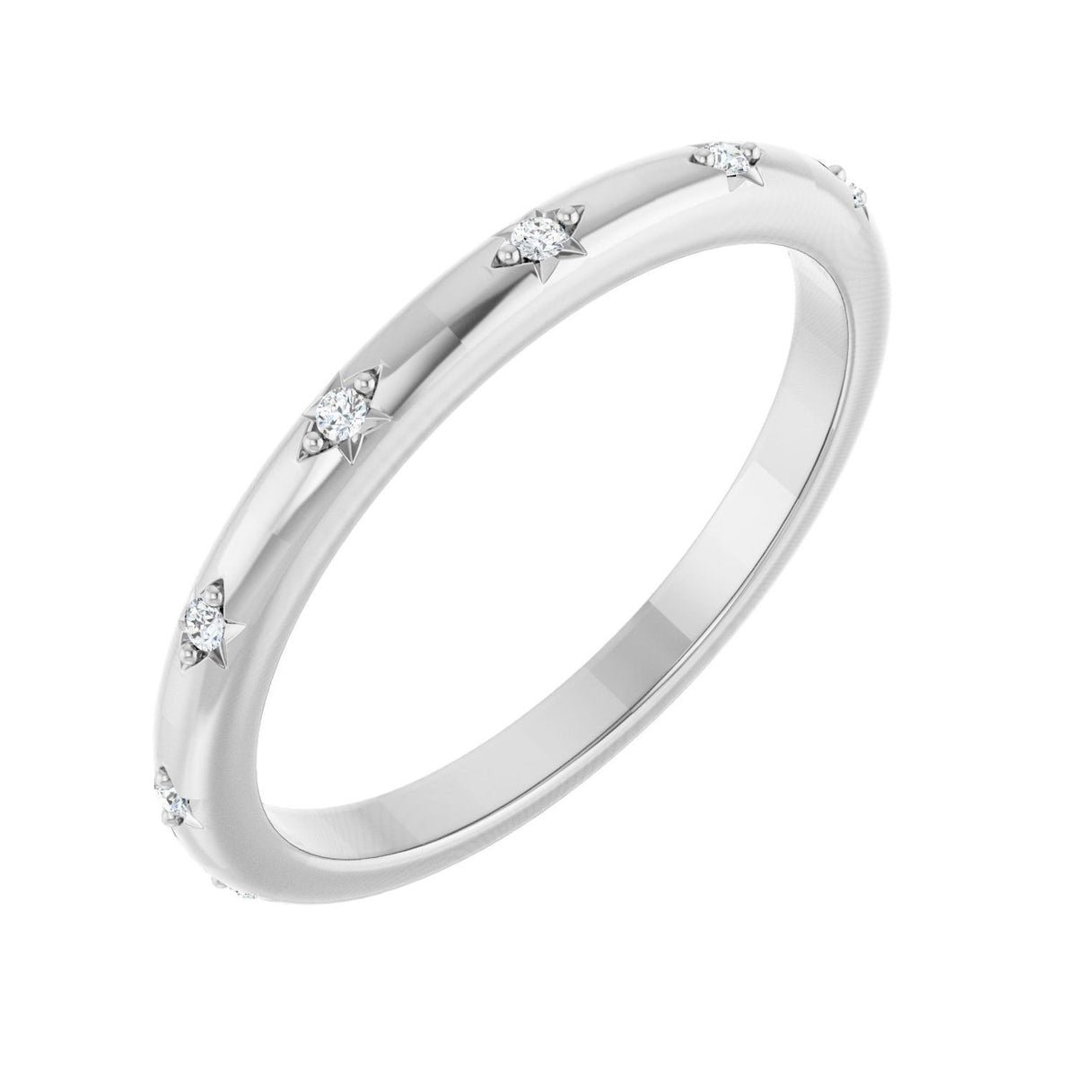 Sapphire Row Natural Diamond Celestial Eternity Band - 14K White Gold, 1.1 mm, 7