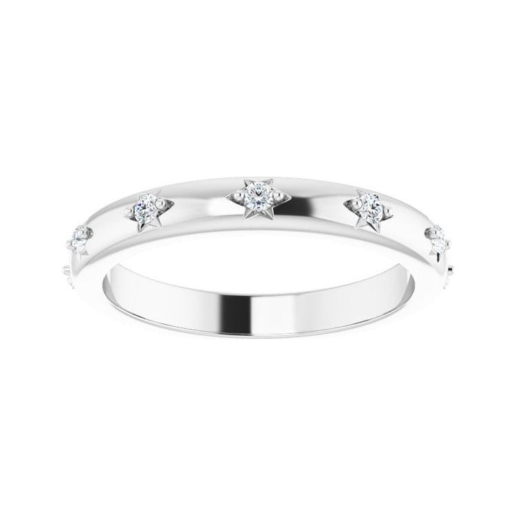 Sapphire Row Natural Diamond Celestial Eternity Band - 14K White Gold, 1.5 mm, 5 (view 3)