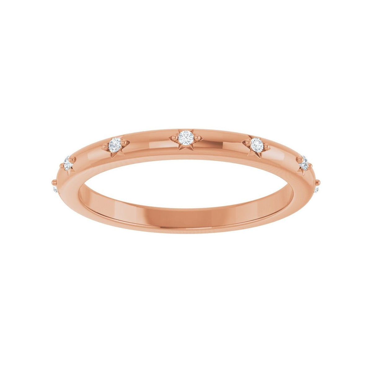 Sapphire Row Natural Diamond Celestial Eternity Band - 14K Rose Gold, 1.1 mm, 6 (view 3)