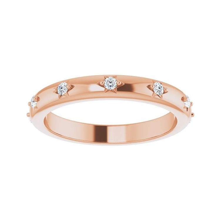 Sapphire Row Natural Diamond Celestial Eternity Band - 14K Rose Gold, 1.5 mm, 5 (view 3)