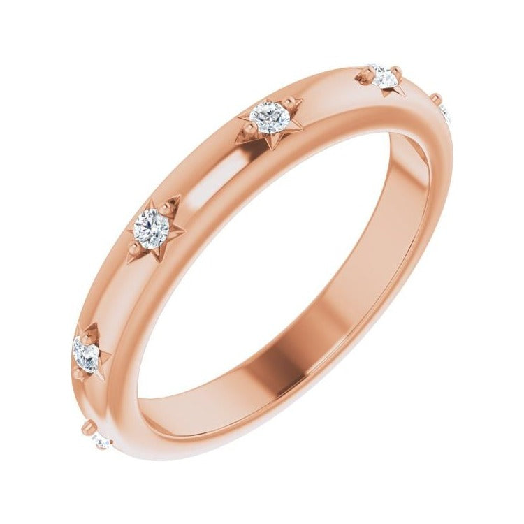 Sapphire Row Natural Diamond Celestial Eternity Band - 14K Rose Gold, 1.5 mm, 4.5