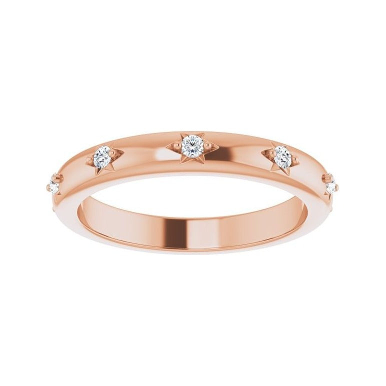 Sapphire Row Natural Diamond Celestial Eternity Band - 14K Rose Gold, 1.5 mm, 4.5 (view 3)
