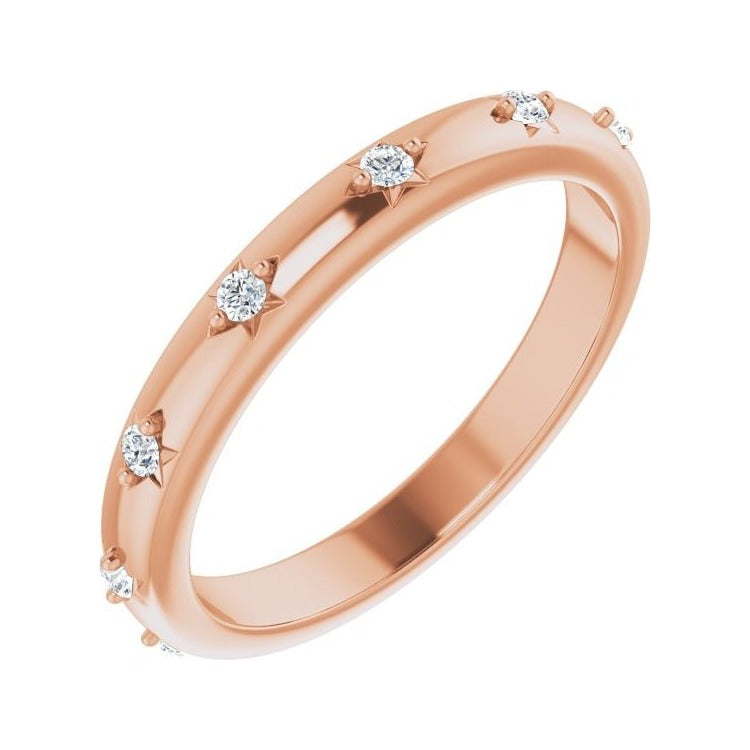 Sapphire Row Natural Diamond Celestial Eternity Band - 14K Rose Gold, 1.5 mm, 6.5