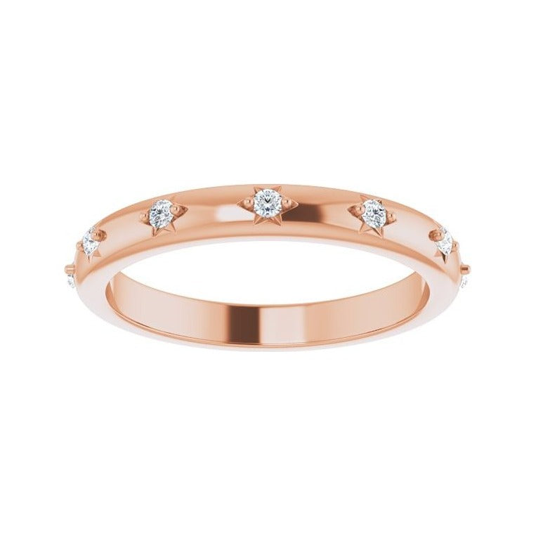 Sapphire Row Natural Diamond Celestial Eternity Band - 14K Rose Gold, 1.5 mm, 6.5 (view 3)