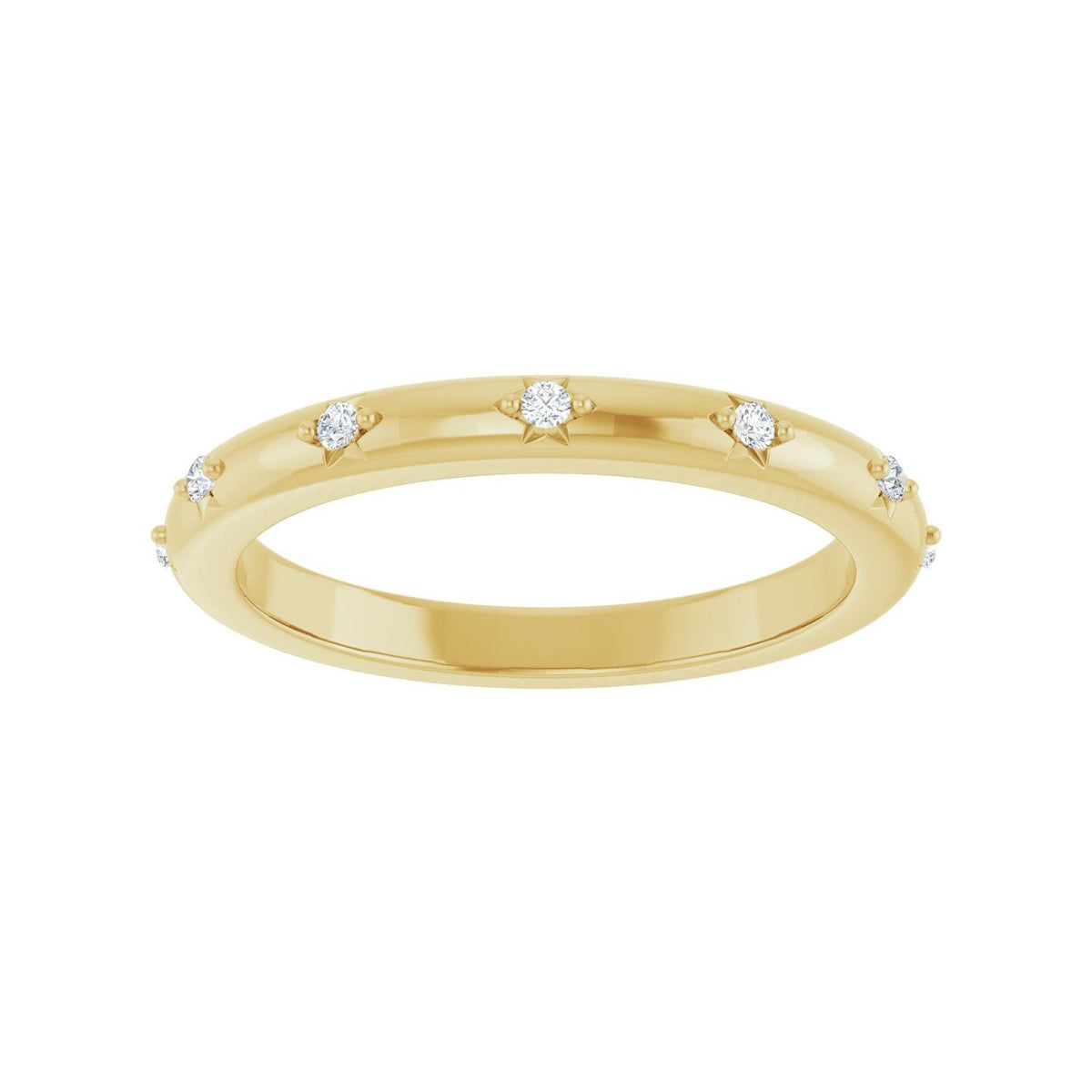 Sapphire Row Natural Diamond Celestial Eternity Band - 14K Yellow Gold, 1.1 mm, 4 (view 3)