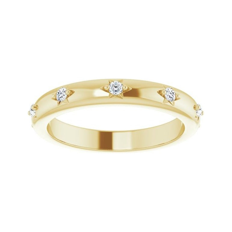 Sapphire Row Natural Diamond Celestial Eternity Band - 14K Yellow Gold, 1.5 mm, 4 (view 3)