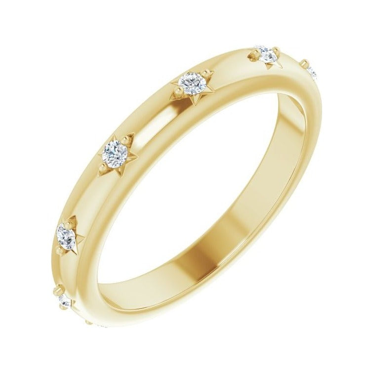 Sapphire Row Natural Diamond Celestial Eternity Band - 14K Yellow Gold, 1.5 mm, 5