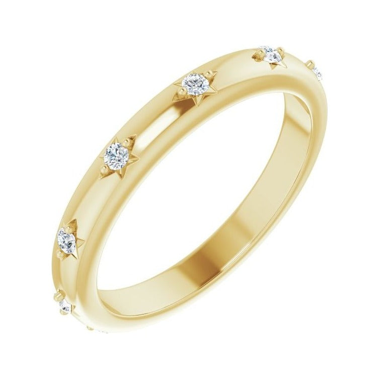 Sapphire Row Natural Diamond Celestial Eternity Band - 14K Yellow Gold, 1.5 mm, 6