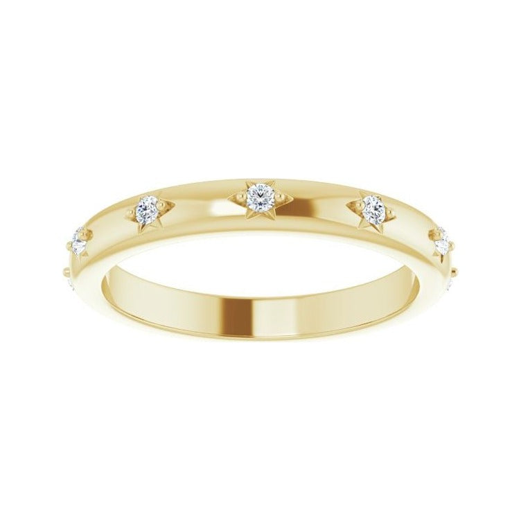 Sapphire Row Natural Diamond Celestial Eternity Band - 14K Yellow Gold, 1.5 mm, 6 (view 3)