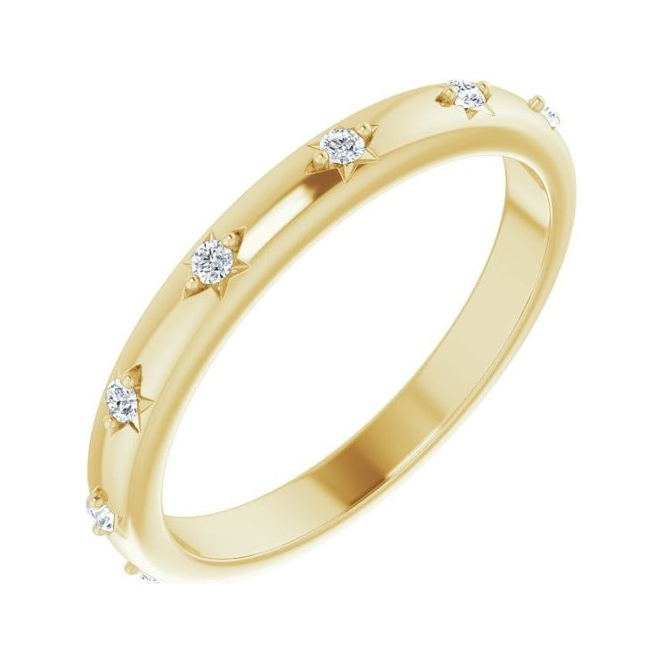 Sapphire Row Natural Diamond Celestial Eternity Band - 14K Yellow Gold, 1.5 mm, 8