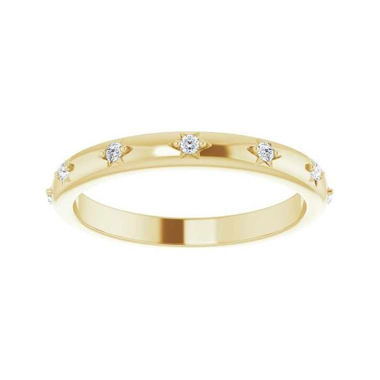 Sapphire Row Natural Diamond Celestial Eternity Band - 14K Yellow Gold, 1.5 mm, 8 (view 3)