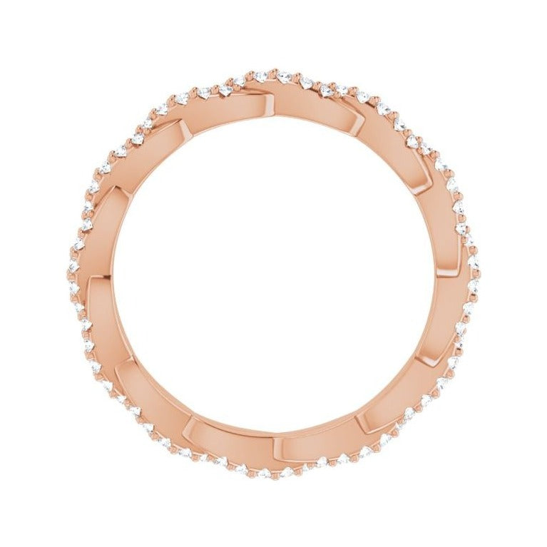 Sapphire Row Natural Diamond Twisted Pavé Eternity Band - 14K Rose Gold (view 2)