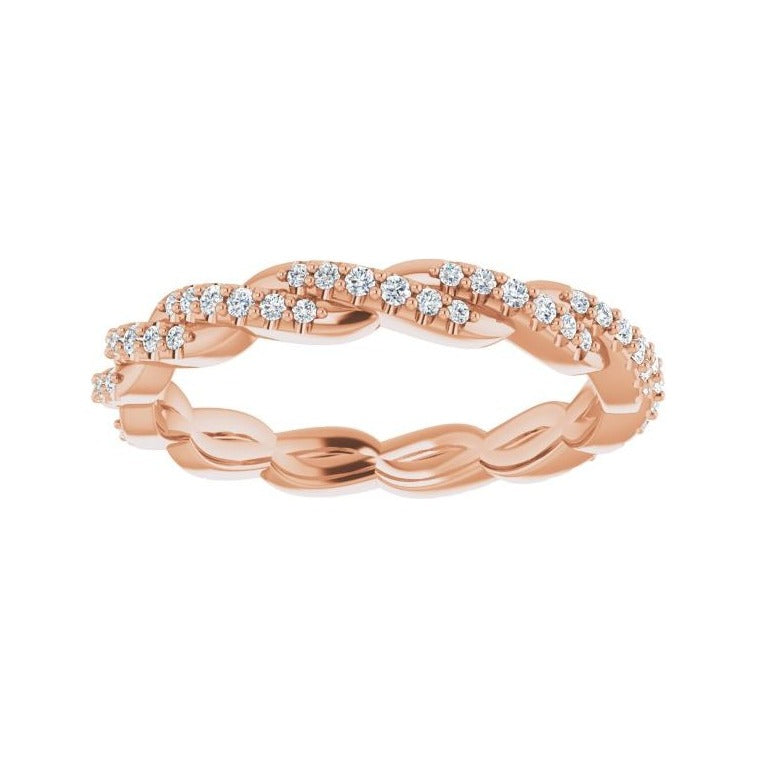 Sapphire Row Natural Diamond Twisted Pavé Eternity Band - 14K Rose Gold (view 3)