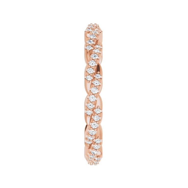 Sapphire Row Natural Diamond Twisted Pavé Eternity Band - 14K Rose Gold (view 4)