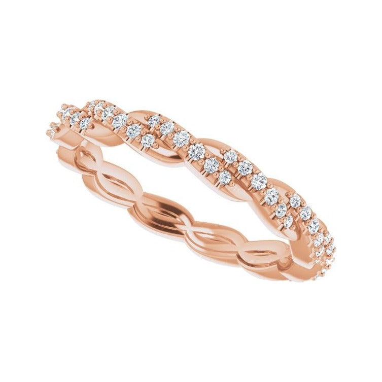 Sapphire Row Natural Diamond Twisted Pavé Eternity Band - 14K Rose Gold (view 5)