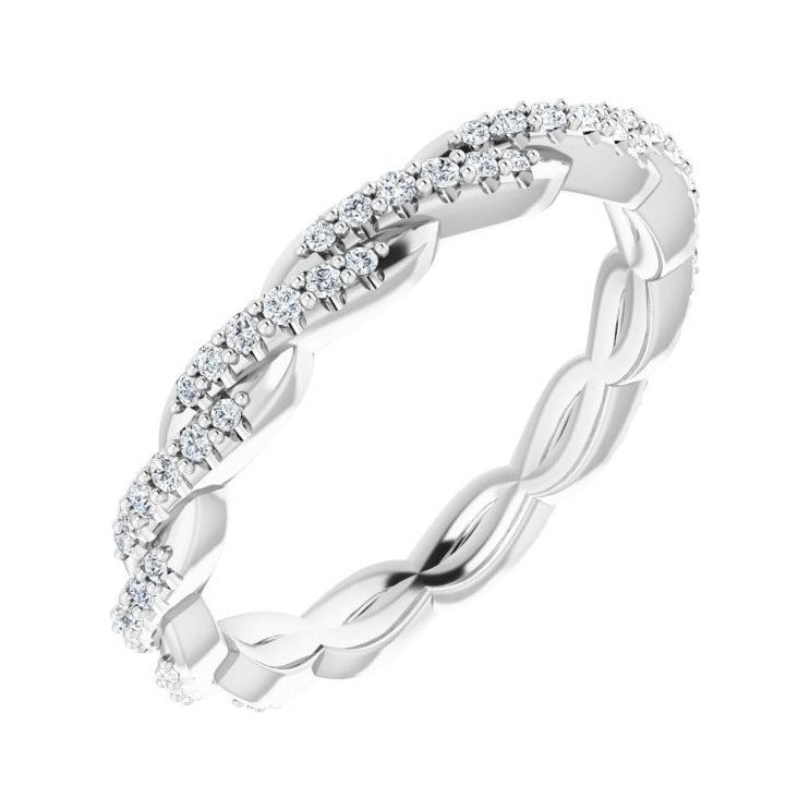 Sapphire Row Natural Diamond Twisted Pavé Eternity Band - 14K White Gold