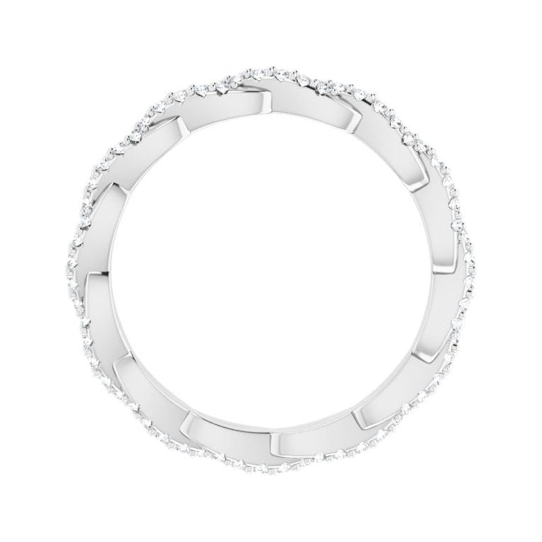 Sapphire Row Natural Diamond Twisted Pavé Eternity Band - 14K White Gold (view 2)