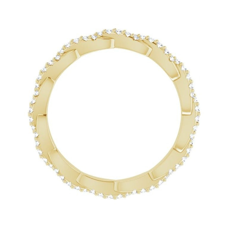 Sapphire Row Natural Diamond Twisted Pavé Eternity Band - 14K Yellow Gold (view 2)