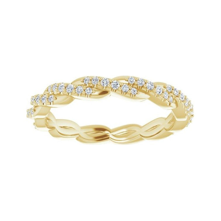 Sapphire Row Natural Diamond Twisted Pavé Eternity Band - 14K Yellow Gold (view 3)