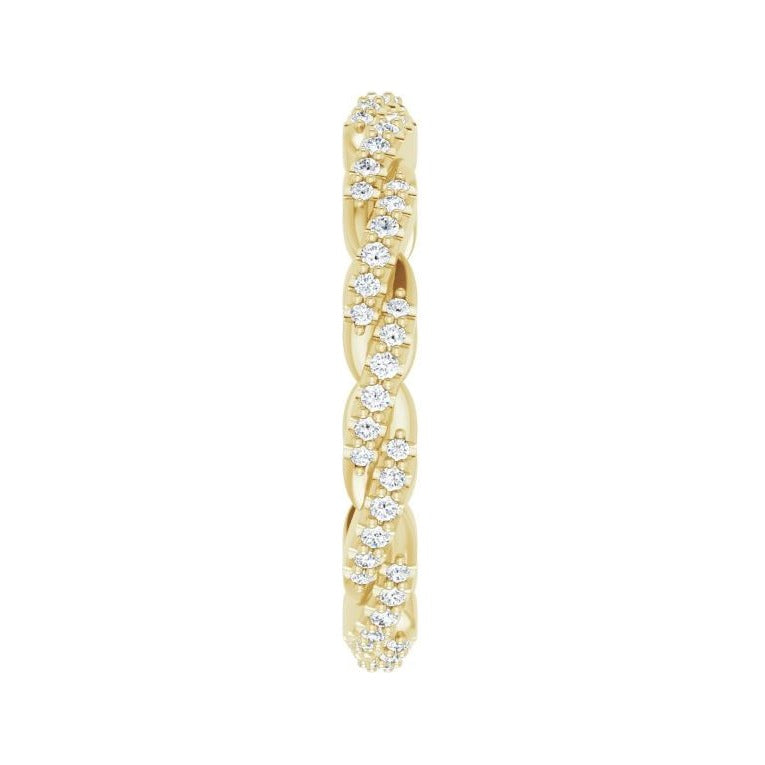 Sapphire Row Natural Diamond Twisted Pavé Eternity Band - 14K Yellow Gold (view 4)