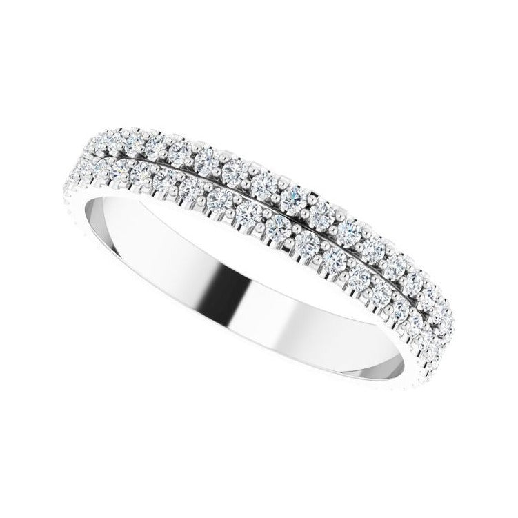 Sapphire Row Natural Diamond Double-Row Eternity Band - 14K White Gold (view 5)