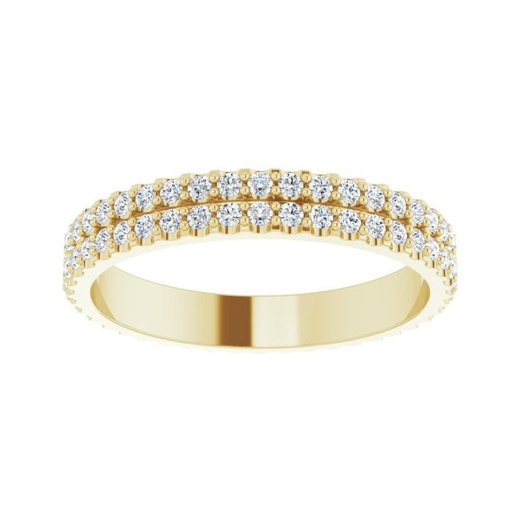 Sapphire Row Natural Diamond Double-Row Eternity Band - 14K Yellow Gold (view 3)
