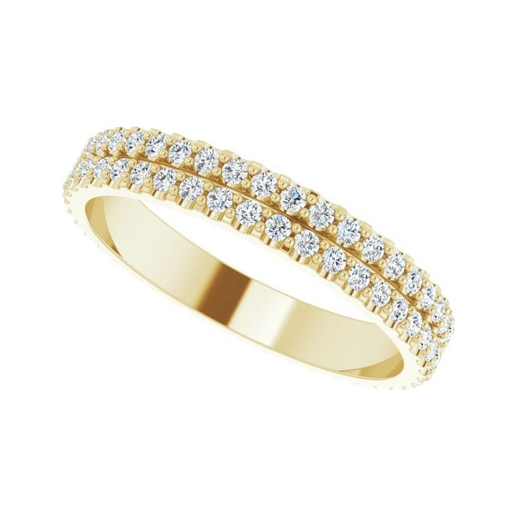 Sapphire Row Natural Diamond Double-Row Eternity Band - 14K Yellow Gold (view 5)
