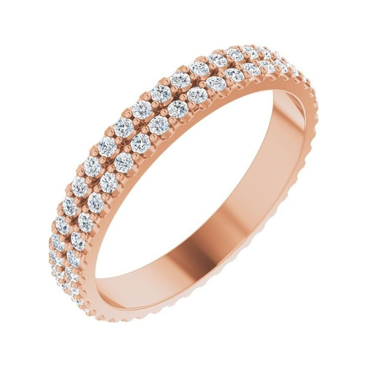 Sapphire Row Natural Diamond Double-Row Eternity Band - 14K Rose Gold