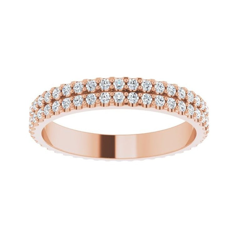 Sapphire Row Natural Diamond Double-Row Eternity Band - 14K Rose Gold (view 3)
