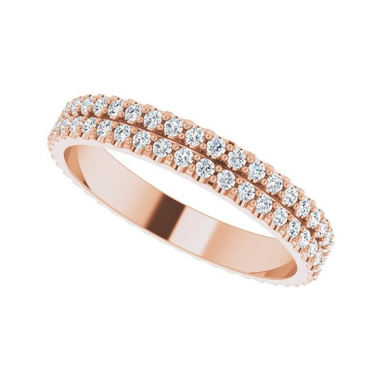 Sapphire Row Natural Diamond Double-Row Eternity Band - 14K Rose Gold (view 5)