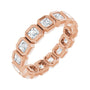 Sapphire Row Natural Diamond Asscher Station Band - 14K Rose Gold, 2.5 × 2.5 mm, 5