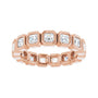 Sapphire Row Natural Diamond Asscher Station Band - 14K Rose Gold, 2.5 × 2.5 mm, 5 (view 3)