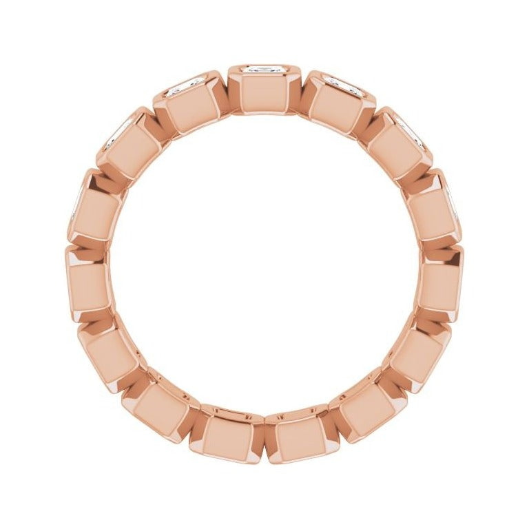 Sapphire Row Natural Diamond Asscher Station Band - 14K Rose Gold, 2.5 × 2.5 mm, 6 (view 2)
