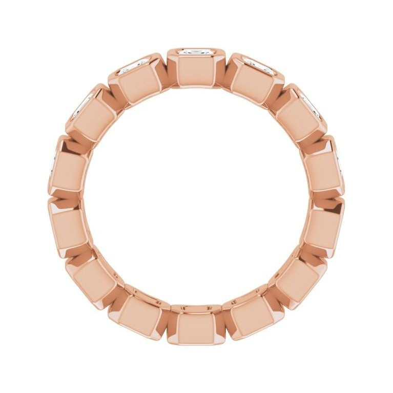 Sapphire Row Natural Diamond Asscher Station Band - 14K Rose Gold, 2.5 × 2.5 mm, 7 (view 2)