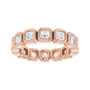 Sapphire Row Natural Diamond Asscher Station Band - 14K Rose Gold, 2.5 × 2.5 mm, 7 (view 3)