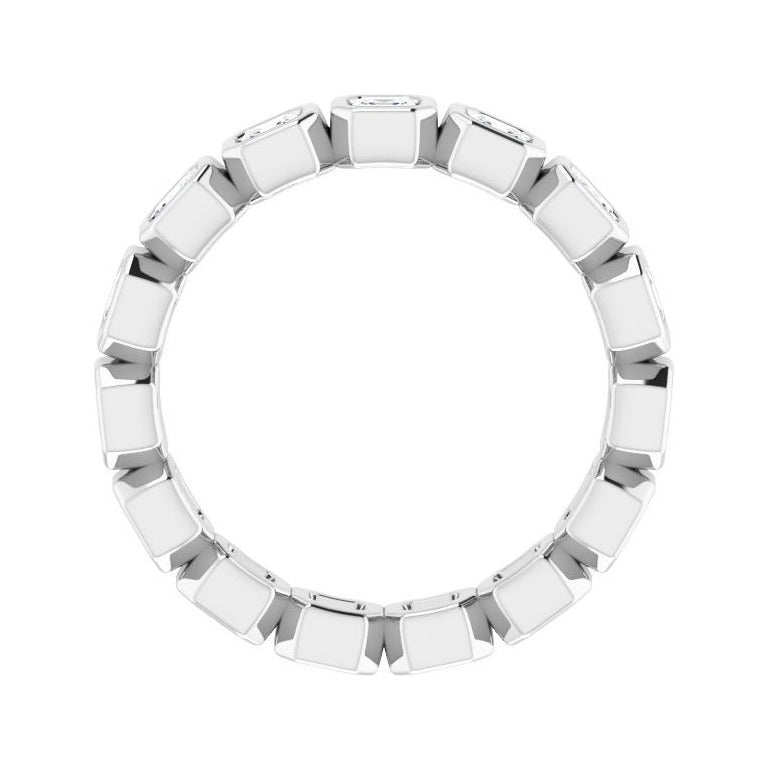 Sapphire Row Natural Diamond Asscher Station Band - 14K White Gold, 2.5 × 2.5 mm, 6 (view 2)