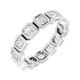 Sapphire Row Natural Diamond Asscher Station Band - 14K White Gold, 2.5 × 2.5 mm, 7