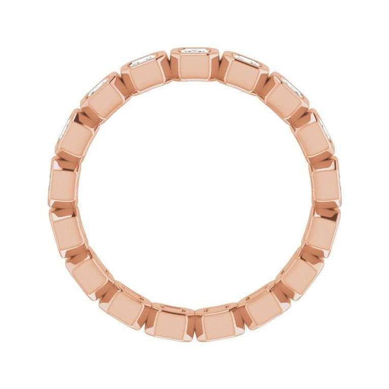Sapphire Row Natural Diamond Asscher Station Band - 14K Rose Gold, 2 × 2 mm, 5 (view 2)