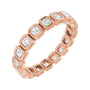 Sapphire Row Natural Diamond Asscher Station Band - 14K Rose Gold, 2 × 2 mm, 6