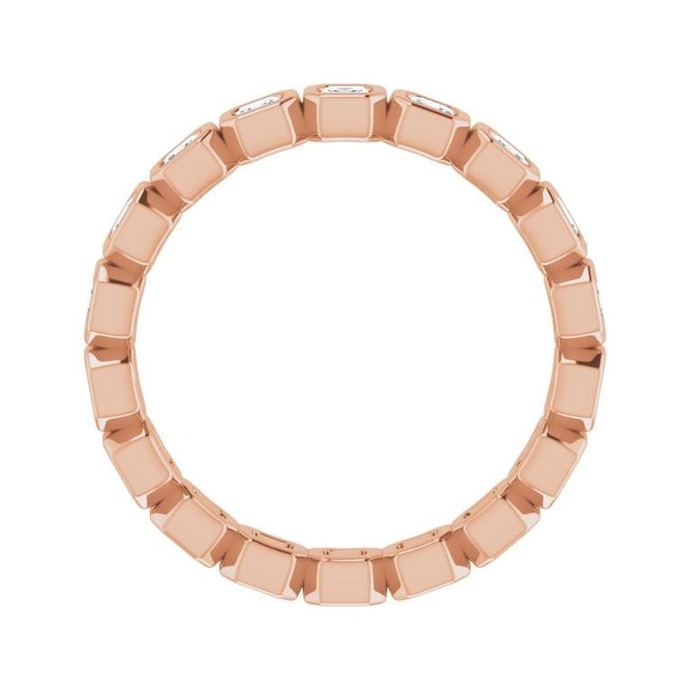 Sapphire Row Natural Diamond Asscher Station Band - 14K Rose Gold, 2 × 2 mm, 6 (view 2)