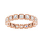 Sapphire Row Natural Diamond Asscher Station Band - 14K Rose Gold, 2 × 2 mm, 6 (view 3)