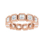 Sapphire Row Natural Diamond Asscher Station Band - 14K Rose Gold, 3 × 3 mm, 5 (view 3)