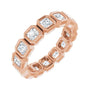 Sapphire Row Natural Diamond Asscher Station Band - 14K Rose Gold, 3 × 3 mm, 7
