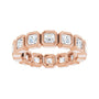 Sapphire Row Natural Diamond Asscher Station Band - 14K Rose Gold, 3 × 3 mm, 7 (view 3)