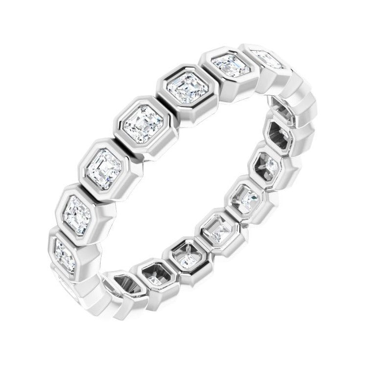 Sapphire Row Natural Diamond Asscher Station Band - Platinum, 2 × 2 mm, 6