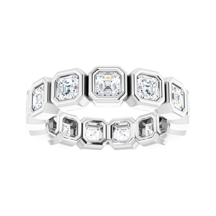 Sapphire Row Natural Diamond Asscher Station Band - Platinum, 3 × 3 mm, 5 (view 3)