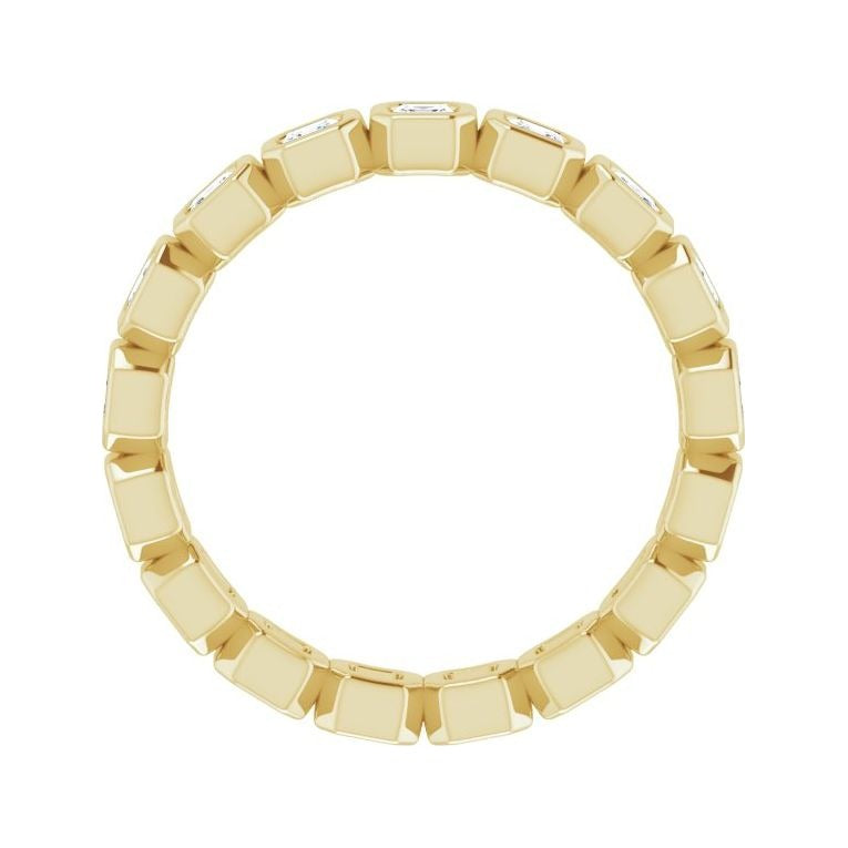 Sapphire Row Natural Diamond Asscher Station Band - 14K Yellow Gold, 2 × 2 mm, 5 (view 2)