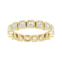 Sapphire Row Natural Diamond Asscher Station Band - 14K Yellow Gold, 2 × 2 mm, 5 (view 3)