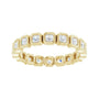 Sapphire Row Natural Diamond Asscher Station Band - 14K Yellow Gold, 2 × 2 mm, 7 (view 3)